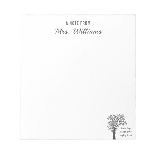 Geweldige leraar uit kleine zaden groeit machtige  notitieblok (Voorkant)