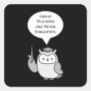 Geweldige leraren worden nooit vergeten Cute Uil Vierkante Sticker