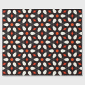 geweldige levendig wit bloemenpatroon en steenrood cadeaupapier (Vlak)