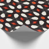 geweldige levendig wit bloemenpatroon en steenrood cadeaupapier (Hoek)