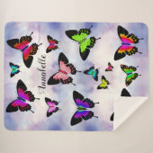 Geweldige, levendige vid Butterflies met naam pers Sherpa Deken (Voorkant (horizontaal))