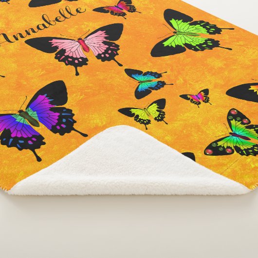 Geweldige, levendige vid Butterflies met naam pers Sherpa Deken (3/4)