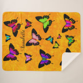 Geweldige, levendige vid Butterflies met naam pers Sherpa Deken (Voorkant (horizontaal))