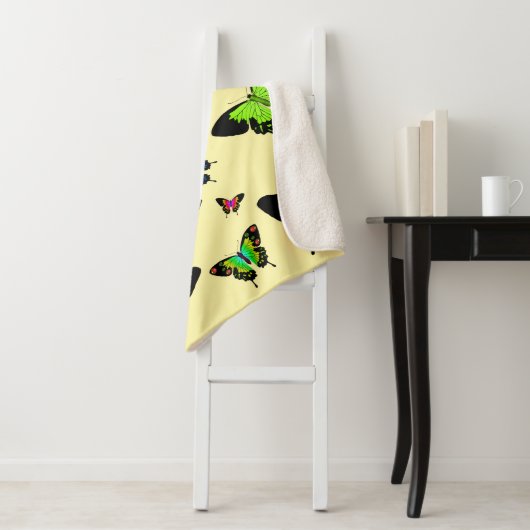 Geweldige, levendige vid Butterflies met naam pers Sherpa Deken (In situ)