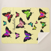 Geweldige, levendige vid Butterflies met naam pers Sherpa Deken (Voorkant (horizontaal))