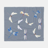 Geweldige libellen in vlucht naar grijs fleece deken (Voorkant (Horizontaal))