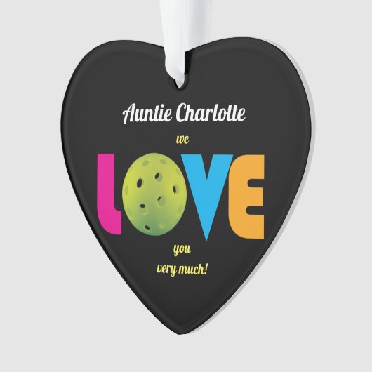 Geweldige liefdespickleball, aangepaste tekst, har ornament (voorkant)
