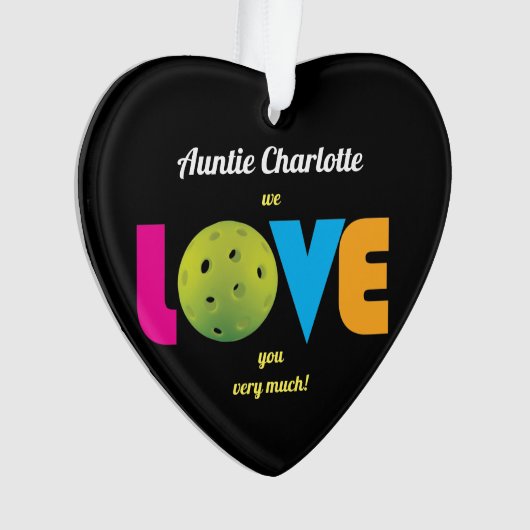 Geweldige liefdespickleball, aangepaste tekst, har ornament (voorkant)