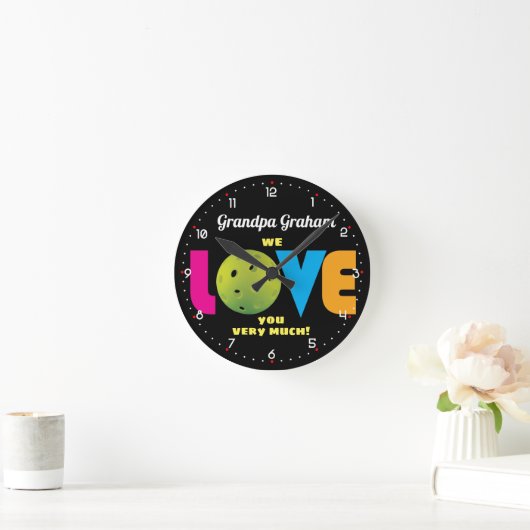 Geweldige liefdespickleball, aangepaste tekst, ronde klok (Huis)