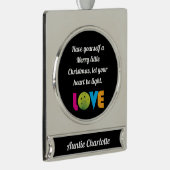 Geweldige liefdespickleball, aangepaste tekst, verzilverd banner ornament (Rechts)