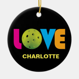 Geweldige liefdespickleball met aangepaste naam keramisch ornament