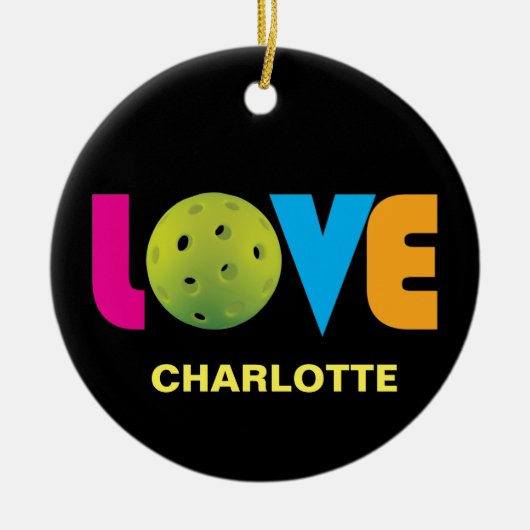Geweldige liefdespickleball met aangepaste naam keramisch ornament (Voorkant)