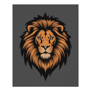 Geweldige Lion Head Tattoo Style Glossy Poster
