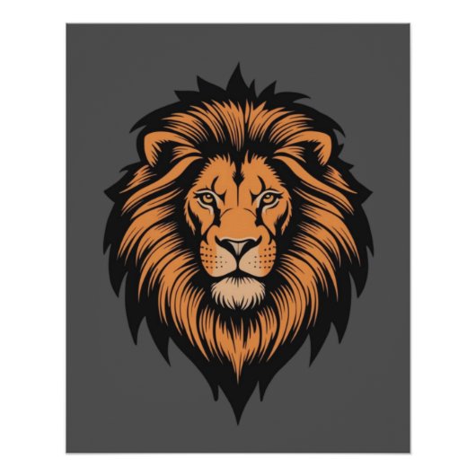 Geweldige Lion Head Tattoo Style Glossy Poster (Voorkant)
