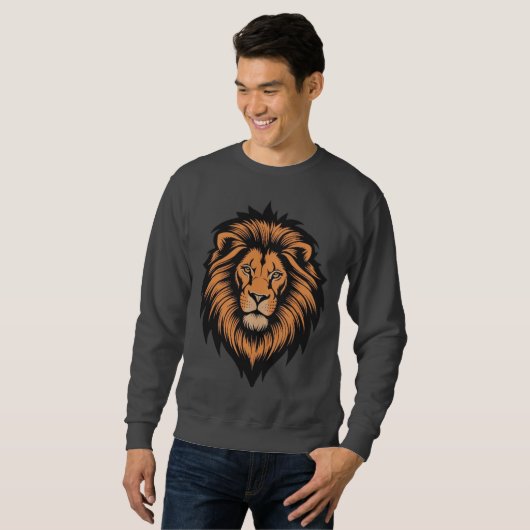 Geweldige Lion Head Tattoo Style Sweatshirt (Voorkant volledig)