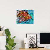 Geweldige Lionfish "Glas in lood Style" Art Print! Poster (Thuiskantoor)