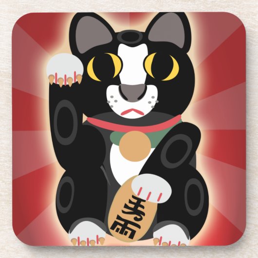 Geweldige Lucky Tux Cat Cartoon Fun Art Onderzetter (Voorkant)