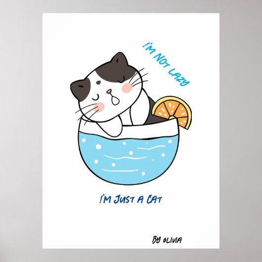 Geweldige luie kat sarcastische meme Humor aangepa Poster (Voorkant)