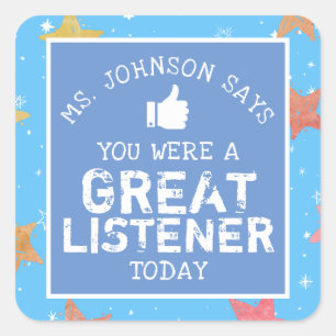 Geweldige luisteraar Gepersonaliseerde leraren Vierkante Sticker