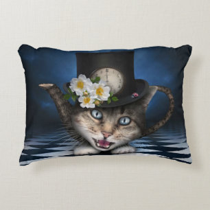Geweldige Mad Hatter Theepot Cat Whimsical Design Accent Kussen