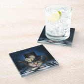 Geweldige Mad Hatter Theepot Cat Whimsical Design Glazen Onderzetter (Schuin)