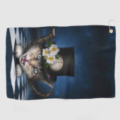Geweldige Mad Hatter Theepot Cat Whimsical Design Golfhanddoek (Horizontaal)