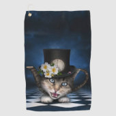 Geweldige Mad Hatter Theepot Cat Whimsical Design Golfhanddoek (Voorkant)
