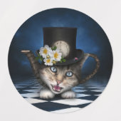 Geweldige Mad Hatter Theepot Cat Whimsical Design Labels (Design 1)
