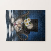 Geweldige Mad Hatter Theepot Cat Whimsical Design Legpuzzel (Horizontaal)