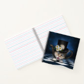 Geweldige Mad Hatter Theepot Cat Whimsical Design Notitieboek (Binnen)