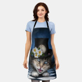 Geweldige Mad Hatter Theepot Cat Whimsical Design Schort (Gedragen)
