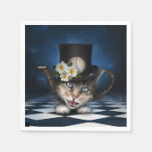 Geweldige Mad Hatter Theepot Cat Whimsical Design Servet (Voorkant)