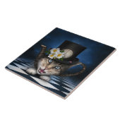 Geweldige Mad Hatter Theepot Cat Whimsical Design Tegeltje (Zijkant)