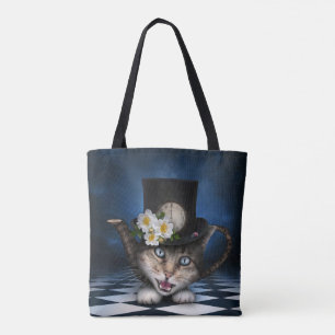 Geweldige Mad Hatter Theepot Cat Whimsical Design Tote Bag