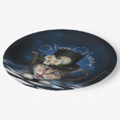 Geweldige Mad Hatter Theepot Kat Whimsical Verjaar Papieren Bordje (Gekanteld)