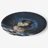 Geweldige Mad Hatter Theepot Kat Whimsical Verjaar Papieren Bordje (Gekanteld)