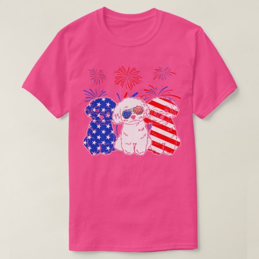 Geweldige Maltese hond Amerikaanse vlag 4 juli pre T-shirt (Design voorkant)