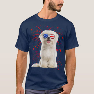 Geweldige Maltese hond Amerikaanse vlag 4 juli T-shirt