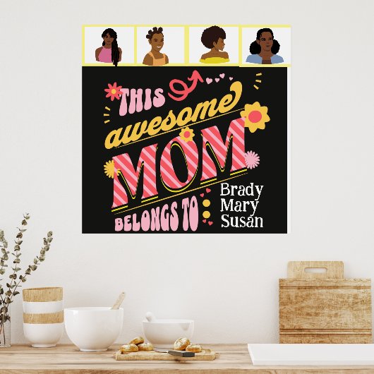 Geweldige mam! Erg leuk, leuk, poster voor mama. B (Keuken)