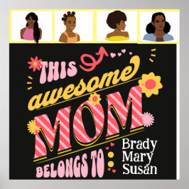 Geweldige mam! Erg leuk, leuk, poster voor mama. B