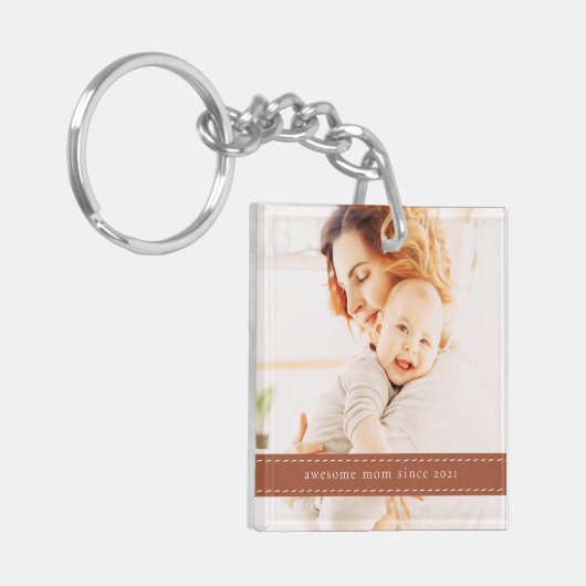 Geweldige mam sinds 20XX Modern Simple Thread Phot Sleutelhanger (Voorkant Links)