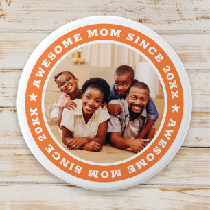 Geweldige mam sinds 20XX Moderne Eenvoudige foto Ronde Button 7,6 Cm