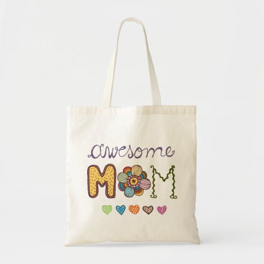 Geweldige mam Whimsical Doodles Tote Bag (Voorkant)