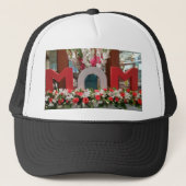 Geweldige mama in kleurrijke vetbloemen met bedank trucker pet (Voorkant)