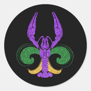 Geweldige Mardi Gras Fleur Lis Crawfish New Orlean Ronde Sticker