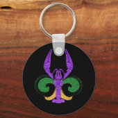 Geweldige Mardi Gras Fleur Lis Crawfish New Orlean Sleutelhanger (Voorkant)