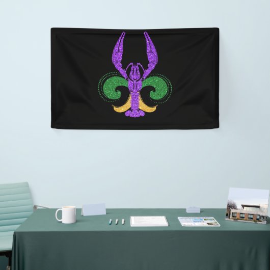 Geweldige Mardi Gras Fleur Lis Crawfish New Orlean Spandoek (Beurs)