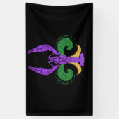 Geweldige Mardi Gras Fleur Lis Crawfish New Orlean Spandoek (Verticaal)