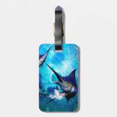 Geweldige marlijn met bubbels bagagelabel (Achterkant verticaal)