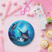 Geweldige marlijn met bubbels papieren bordje (Feest)